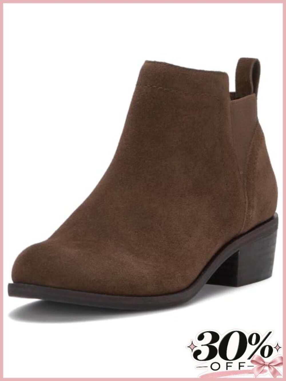 Faux Leather Ankle Bootie Pull-On Low Heel Cushioned Women's